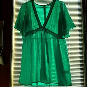 She + Sky Large Mint V Neck Top